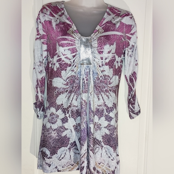 2/$30 Purple & White Sequin Embellished ONEWORLD Top  (#1,094) - Picture 1 of 8